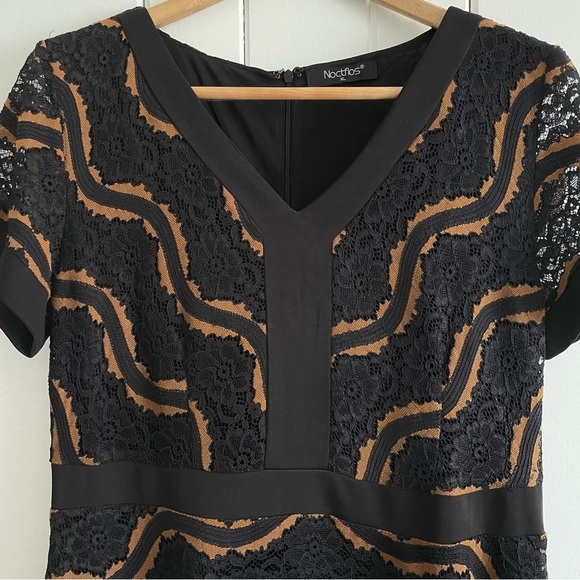 JUST IN Black & Brown Lace A-Line Midi Dress V-Neck - Picture 4 of 7